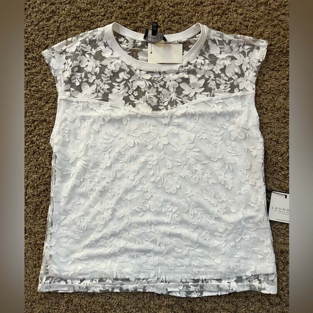 NEW LAUNDRY by Shelli Segal ~ Womens Top ~ Size S Small ~ Floral Sheer